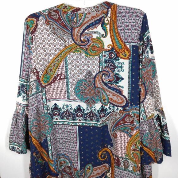 Entro Paisley Patchwork Long Sleeve Dress size Large - Picture 7 of 11
